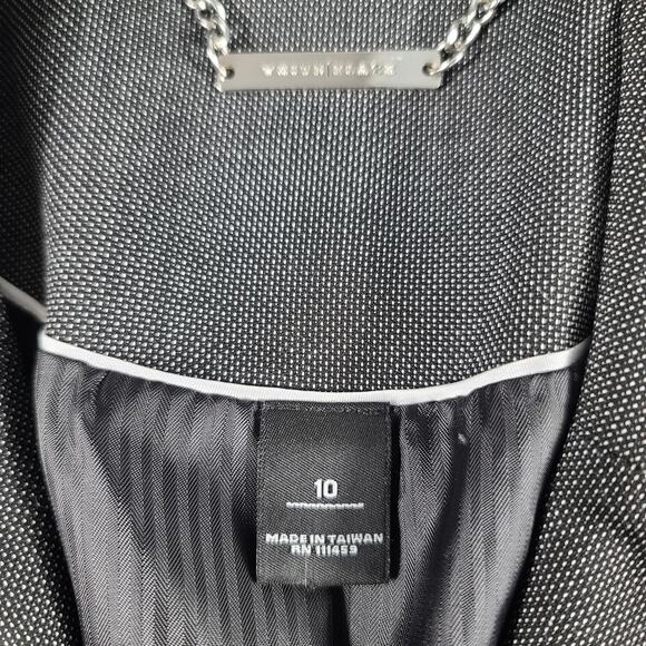 White House Black Market Black White Pin Dot 2 Button Jacket Blazer Size 10 - Picture 4 of 6